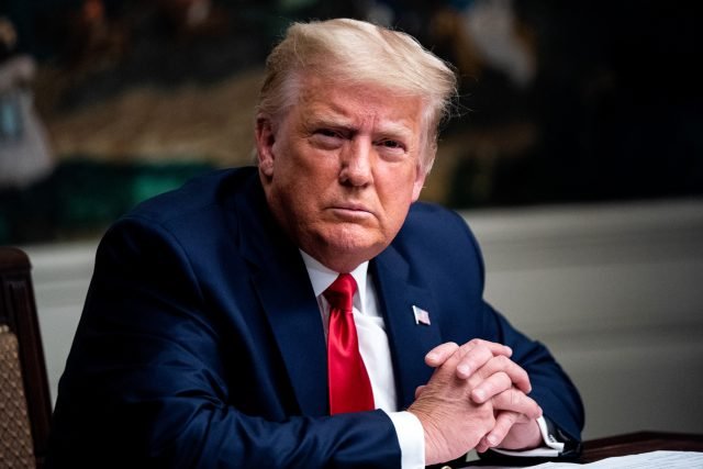 President Trump Participates In Thanksgiving Video Teleconference With Military Members