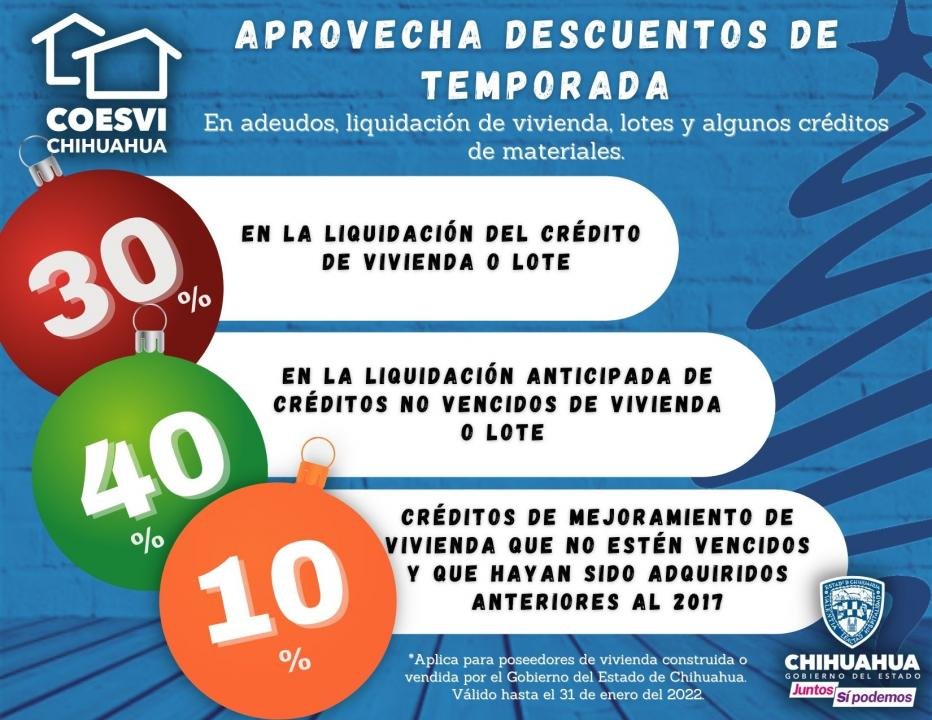 Ofrece Coesvi en Ciudad Juárez descuentos en adeudos y liquidación de viviendas Ofrece Coesvi en Ciudad Juárez descuentos en adeudos y liquidación de viviendas