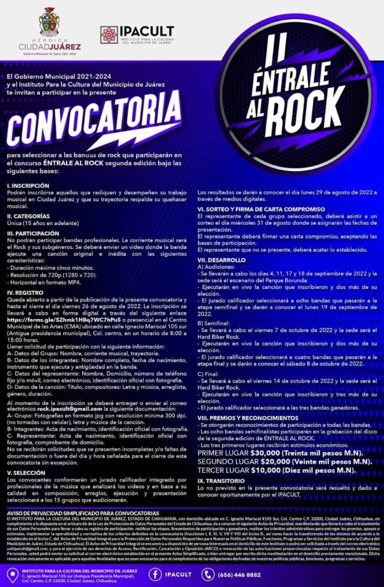 Convocatoria “Éntrale al Rock 2022”