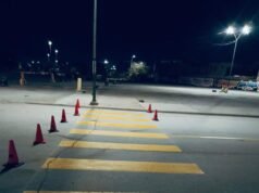 Realiza Seguridad Vial mantenimiento nocturno de pintura en el Parajes del Sol y la Castillo Peraza