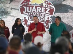 Encabeza Presidente Pérez Cuéllar la cuarta jornada de Juárez Amanece Limpio