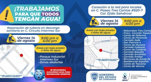 Trabajará JMAS en conexión a la red agua potable y reparación de descarga sanitaria.