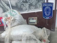 Asegura AEI en brecha 18 costales con más de 160 kilos de mariguana